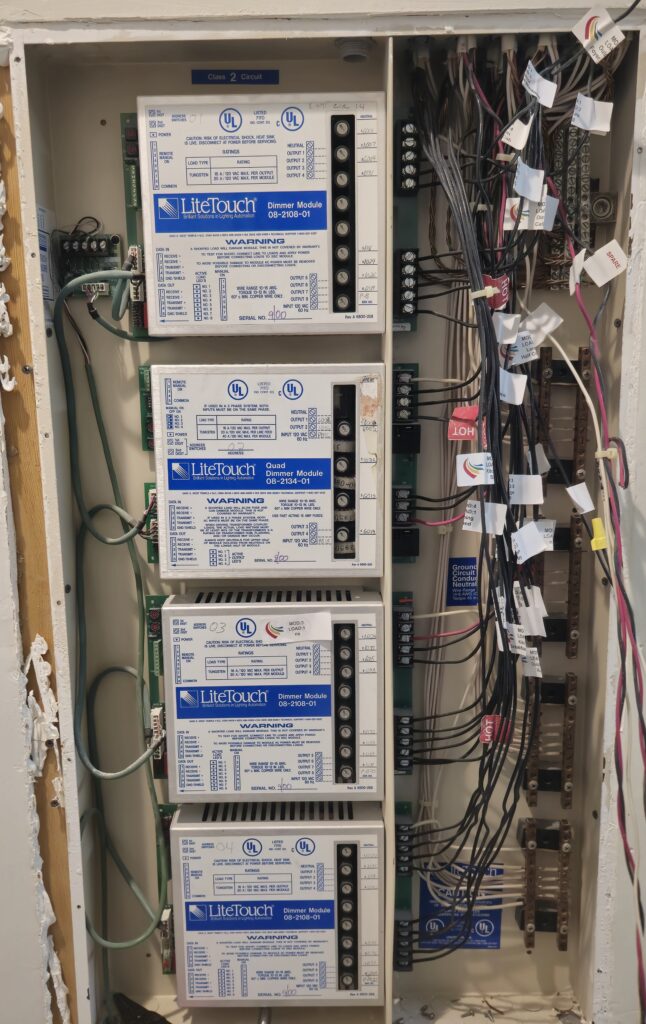 Close up of a litetouch panel and its 4 modules.